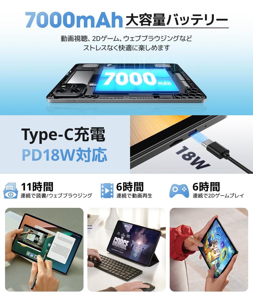 New for Android 15 Large Screen Model with To 1TB 7000mAh PD18W 5G Bluetooth Facial Wireless Widevine L1 and 2025 Tablet. 10-inch Wi-Fi 16GB+128GB+Up