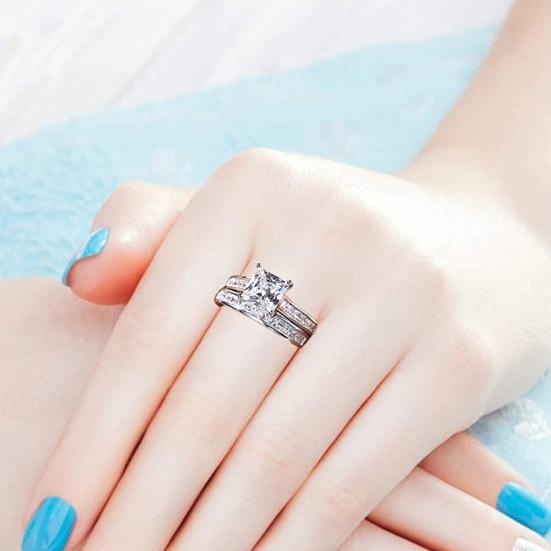 1 пара колец для пары, геометрический декор из стразов, символ любви и единства, юбилейное кольцо, медь, для предложения