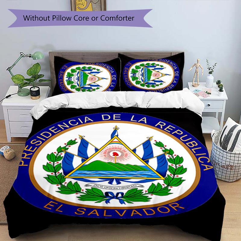 3pcs flag of El Salvador pattern bedding set duvet cover set includes duvet cover &pillowcases, perfect all season bedroom decoration & gift