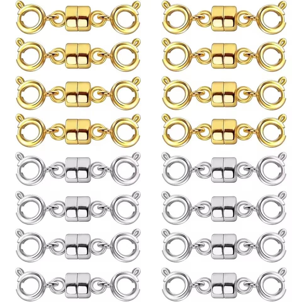 Двойные магнитные застежки для ожерелий, золотистые и серебристые, застежки-конвертеры для ювелирных изделий, удлинители для ожерелий, фурнитура для изготовления ювелирных изделий