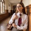 Y2K Preppy Necktie Oval Decorative Neck Tie Chic Plaid Bow Tie  JK Uniform