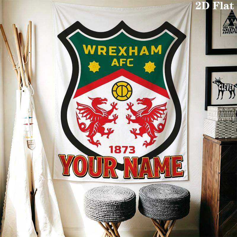 Custom Name Wrexham AFC Wall Tapestry Aesthetic Wall Hanging Printed Fabric Blanket Decorative Tapestries for Bedroom Living Room Home Decor