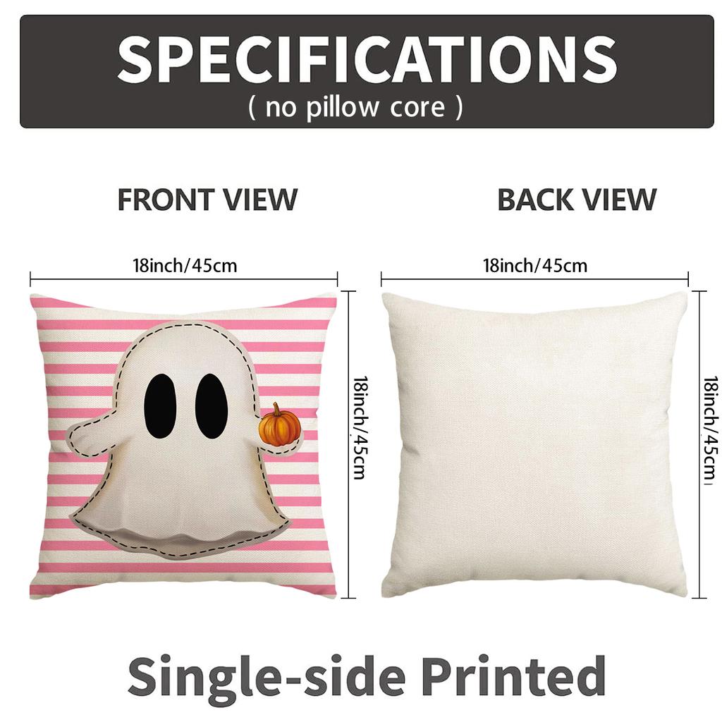1/4Pcs Halloween Pillow Cover, Halloween Night Cute Ghost Cushion Cover, Decorative Sofa, Living Room, Bedroom Cushion Cover