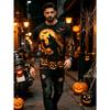 Men's Long Sleeve T-Shirt Halloween Cemetery Bat Dead Tree Sunset 3D Print Crew Neck Casual Tops
