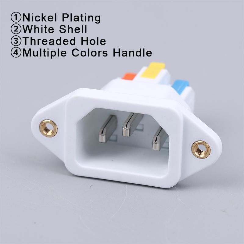 NEW IEC C14 3 Pin Socket Quick Connect Press Charging Power Supply Socket 3 Core Male Socket 250V 10A Easy Install Connect