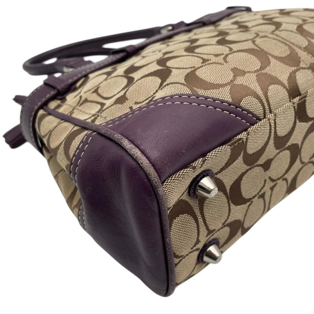Used COACH Handbag Hamptons Signature CarryallHandbag beige/purple canvas/leather Women