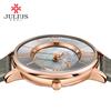 Julius Watch Women Thin Leather Wristwatch Shell dial Clock Gray RoseGold 30M Waterproof Japan Quartz Movt Stainless back JA-961