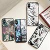 Cartoon Anime Jujutsu Kaisen Phone Case For IPhone 13 12 11 XS X 8 7 6 Plus Mini Pro Max SE 2022 Black PC TPU Glass Phone Cover