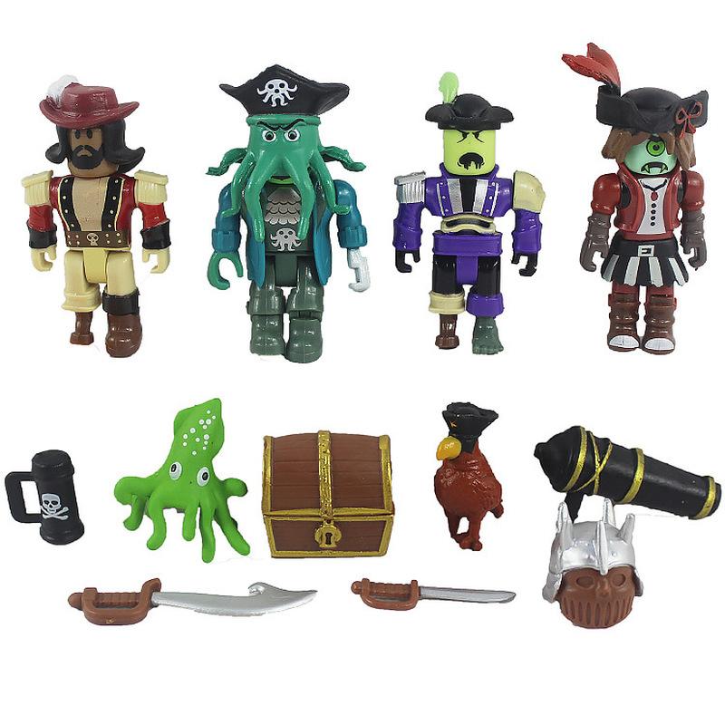 Roblox Neverland Lagoon Pirate Action Figures 2.5 To 3 Inch 4 Pack With 9 Pieces Accessories Toy Set For Gift