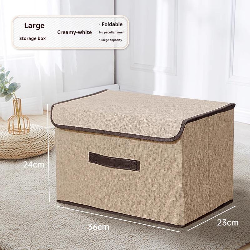 Non Woven Fabric Storage Box Household Fold-able Storage Basket Portable With Lid And Handle For Toys Underwear Cosmetics