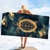 Золотая Морская Черепаха Темно-синий Искусство Пляжное Полотенце Роскошный Дизайн Большое Мягкое Микрофибровое Банное Покрывало Для Женщин Девочек Лето