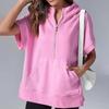 Spring Women's Solid Colour Fashion Casual Short Sleeve Hooded Sweatshirt