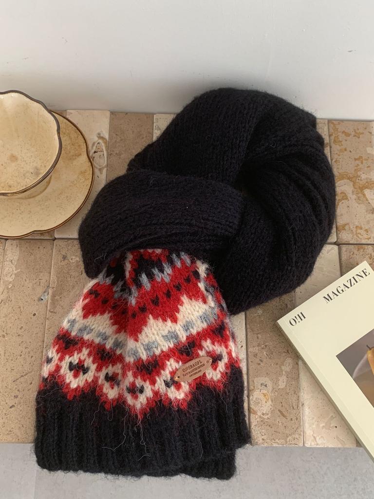 Шерстяной вязаный шарф Fair Island для женщин, осенне-зимний, теплый, студенческий, рождественский, шерстяной шарф