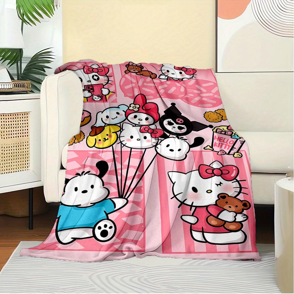 1pc Hello Kitty Flannel Blanket for All Ages, Suitable for All Family, Seasonal Universal Comfortable Machine Washable, Available in Multipl