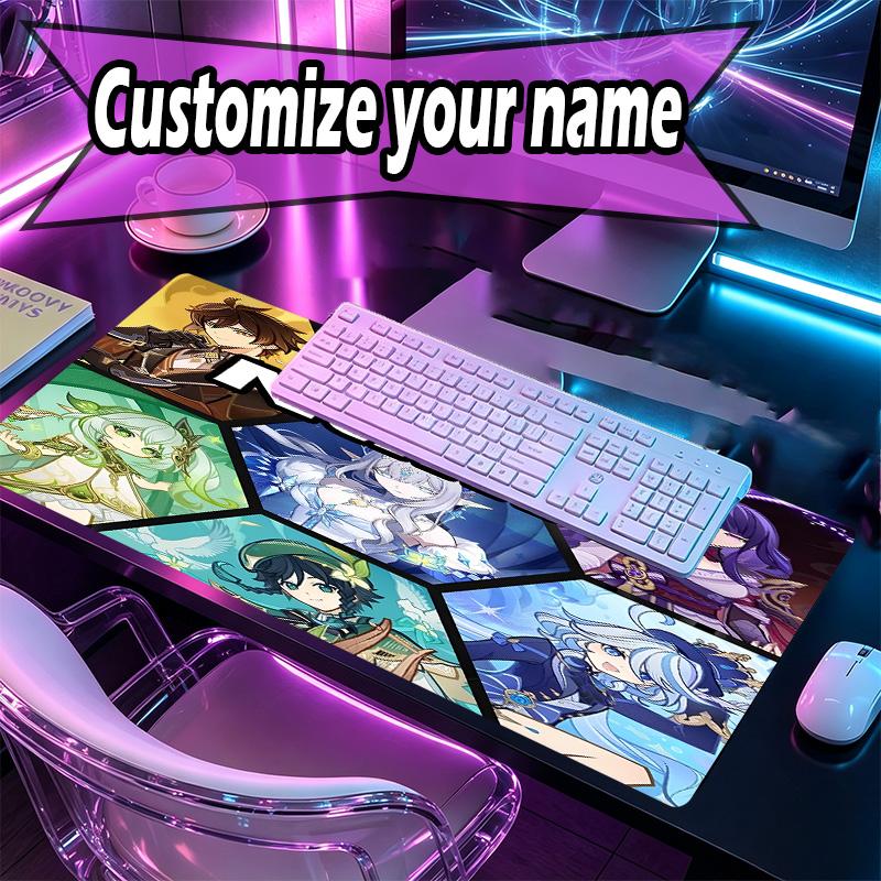 Custom Name Personalized Genshin Impact Pattern Mousepad, Laptop PC Desk Mat, Decorative Desk Mat for Home Keyboard Pad Gift