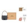 Coach Kleo 23 Floral Print Color Block Fabric And Leather Saddle Bag Women Shoulder Bag Blue Gray Brown C8514-IMDEI