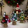 With LED Light Desktop Tree Ornaments Mini Merry Christmas Decorations Home Xmas Decor