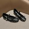 Fashion New Style Fashion Elegant Mary Janes Women's Flat Daily Dress Ladies Bow Tie Shallow Buckle Strap Soft Bottom Outdoor Flat Pumps