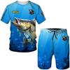 3D Camouflage Fishing Clothing Men's Shorts Sets Summer Sports Suit Casual T Shirts+Shorts 2PCS Outfits Fashion O-Neck Tracksuit