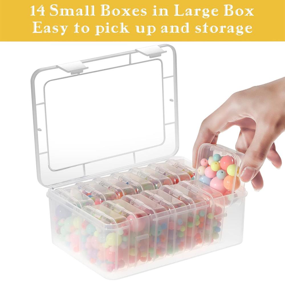 Small Bead Organizers, 15 Pieces Plastic Storage Cases Mini Clear Bead Storage Containers Transparent Boxes with Hinged Lid