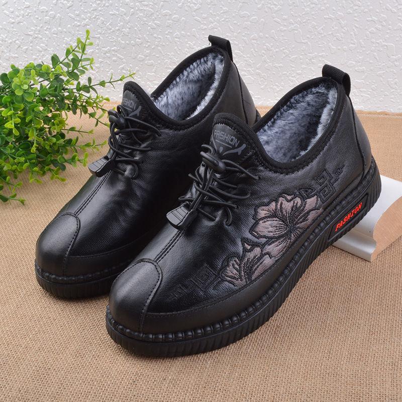 Beijing Old Cloth Shoes Women's Cotton Shoes Winter Velvet Thickened Warm One Pedal Comfortable Casual Middle-aged Mother Elderly Shoes