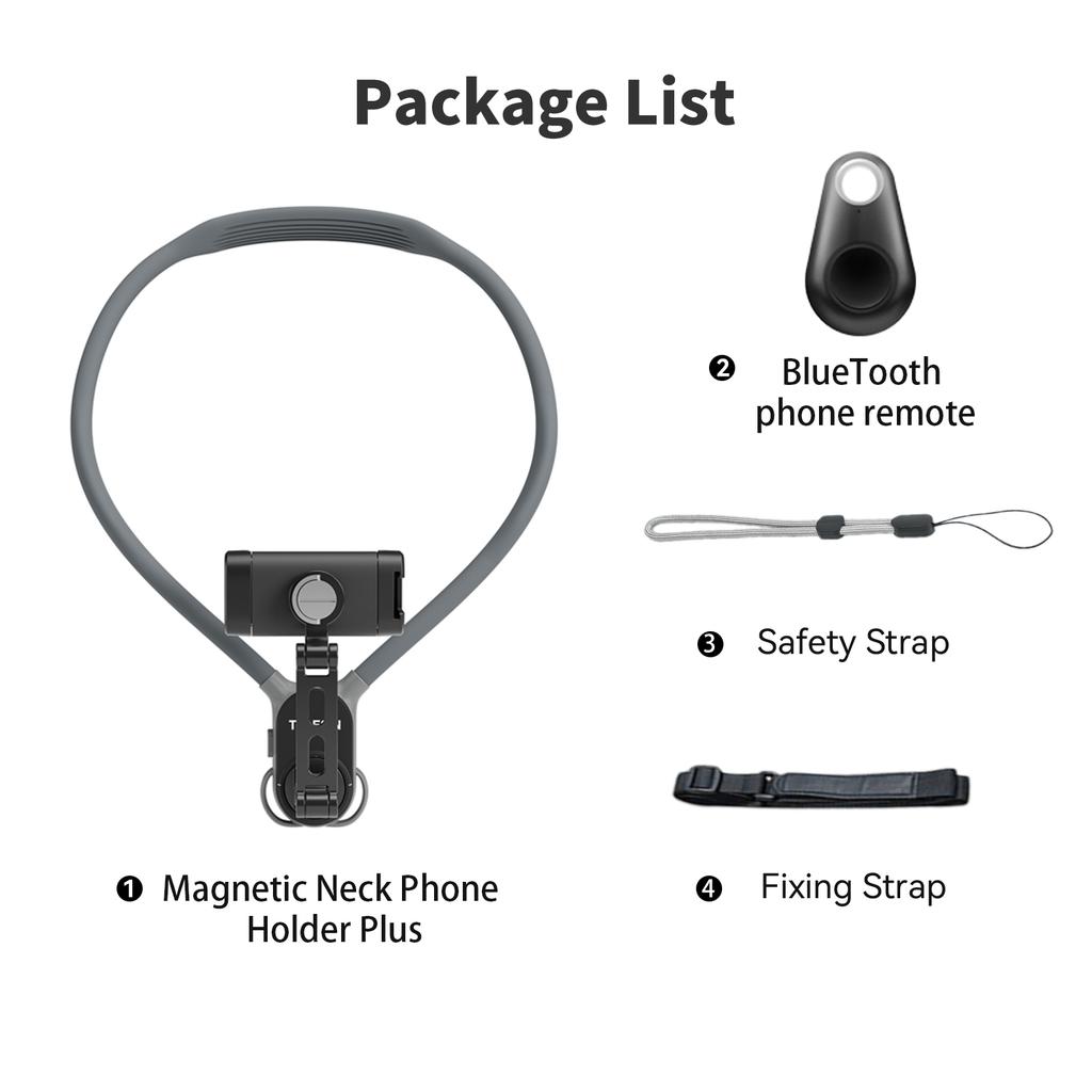 TELESIN Neck Mount Phone Clip 360° Rotation POV Phone Hold for Iphone 15 14 13 12 11 10 SAMSUNG HUAWEI XIAOMI Phone Accessories 7