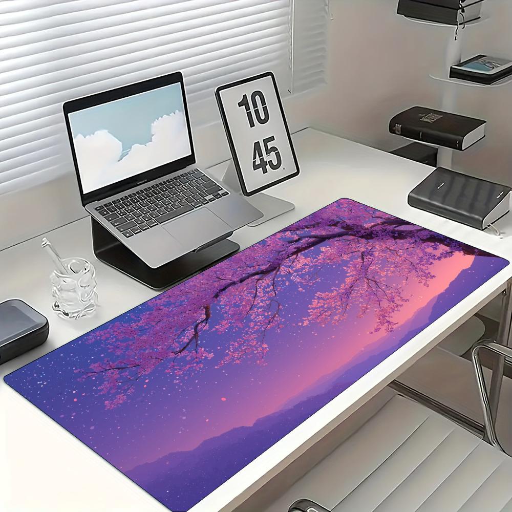 Cherry Blossom Mountain View Mouse Pad Large Rubber Anti-slip Desk Accessories Mousepad for Office and Gamer Keyboard Decor Mat