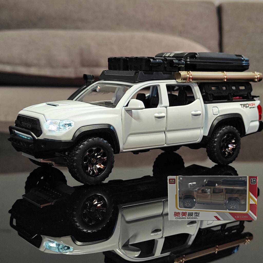 1:32 Toyota Tacoma TRO Off Road Pickup Alloy Diecast Model Computer Desktop Decoration With Sound Light Beautiful Christmas Gift