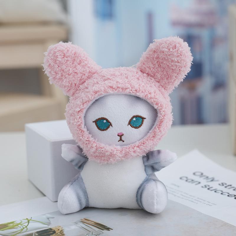 Bunny Ear Cute Cat Plush Keychain Fluffy Stuffed Animal Doll For Bags Gifts And