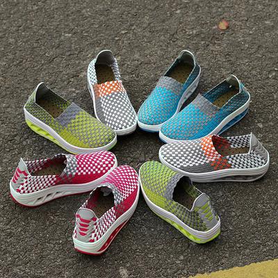 2021 новые женские туфли с круглым носком, нейлоновой эластичной лентой, женские повседневные одинарные туфли, туфли-слипоны из сетки, дышащие, на плоском каблуке