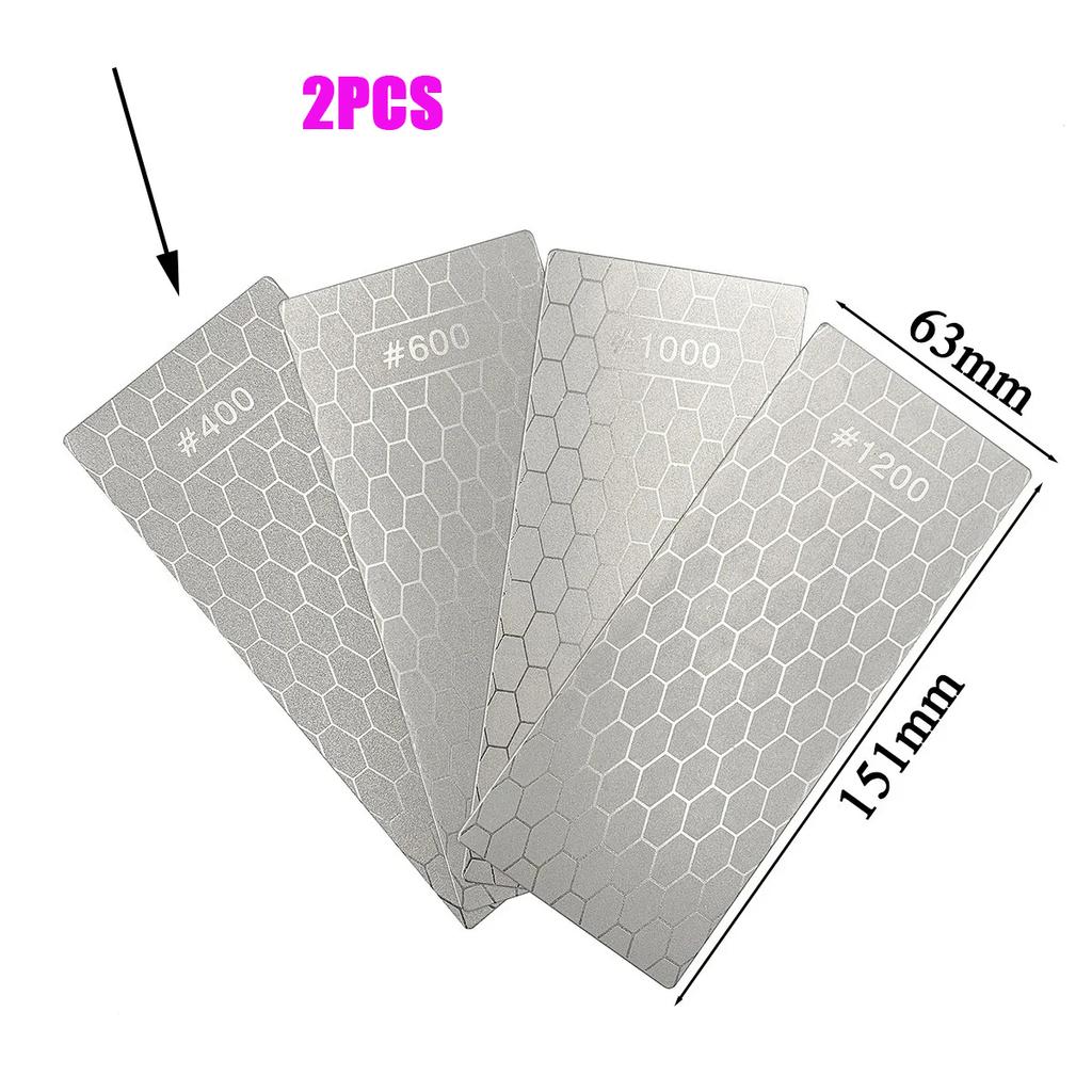 2PCS Diamond Knives Sharpening Stone 400# 1000# 600# Grindstone Knife Sharpener Ultra-thin Honeycomb Surface Whetstone Set