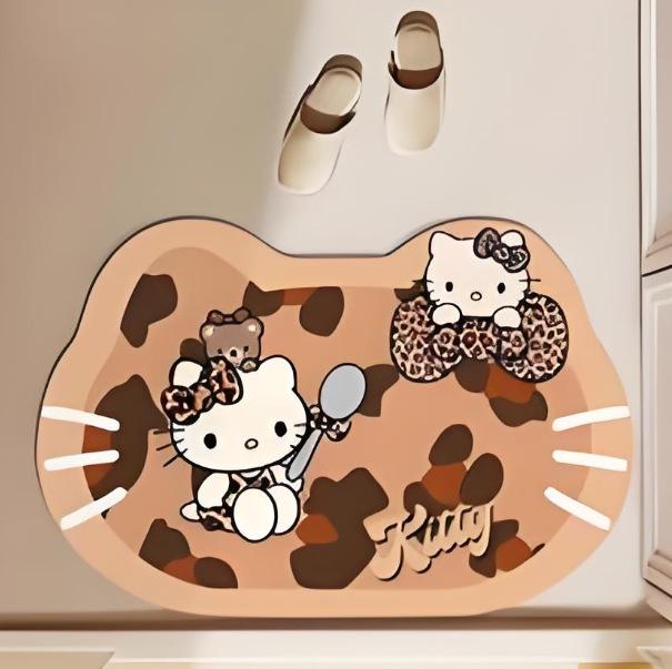 Быстросохнущий нескользящий коврик для ванной из диатомитовой земли Hello Kitty - впитывающий и легко чистящийся.