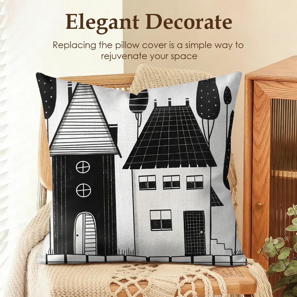 Black White Fashion Ins Sexy Cushion Cover Natural Linen Organic Fabric DoubleSided Printing Sofa Home Decor Gift Pillow Case