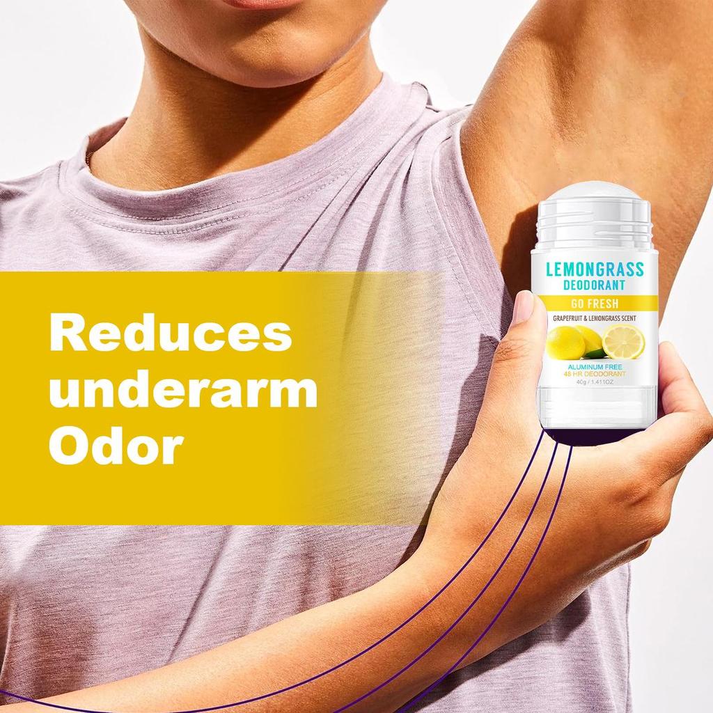 Дезодорант-карандаш с лемонграссом - обеспечивает длительную защиту от запаха и пота, увлажняет и успокаивает кожу - подходит для женщин, 40 г
