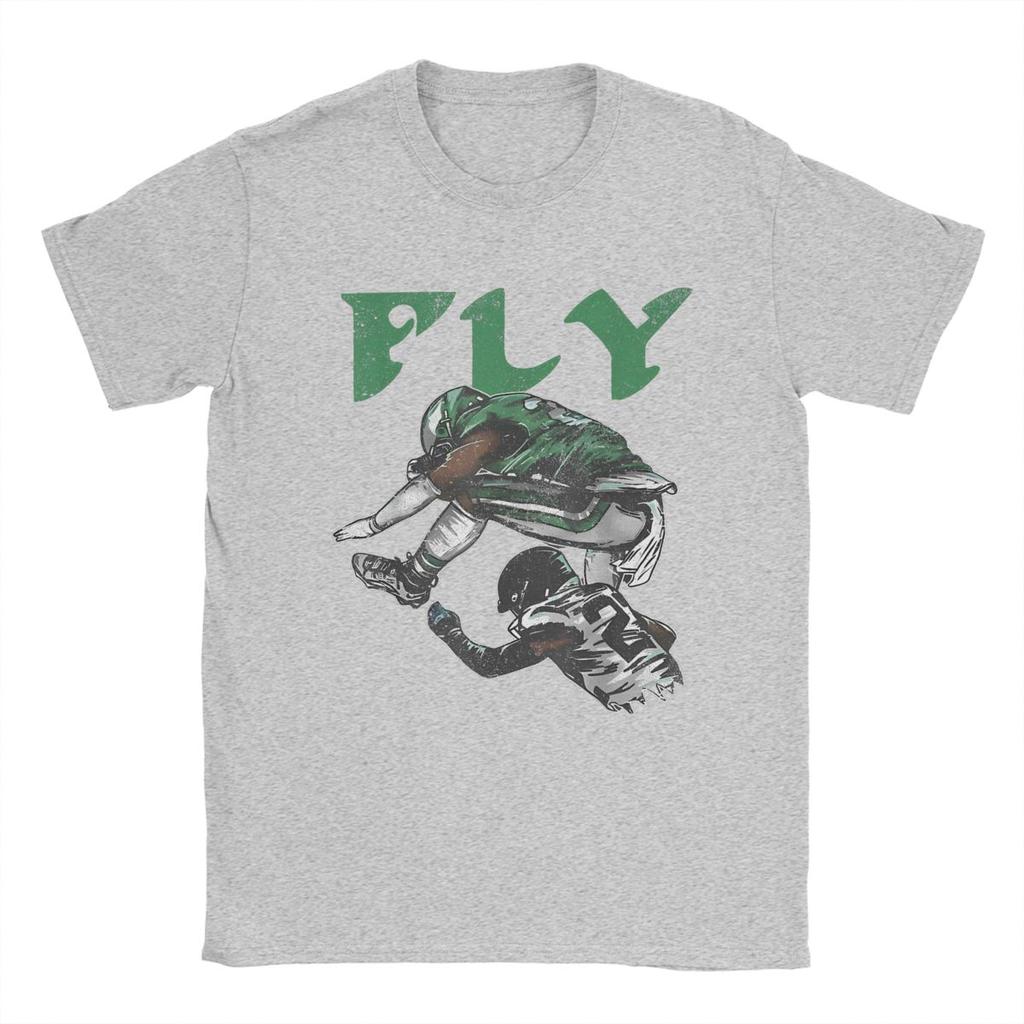 Saquon Barkley Fly The Reverse Hurdle T Shirt for Men 100% Cotton Funny T-Shirt Rugby Eagle Tees Short Sleeve Clothes Plus Size