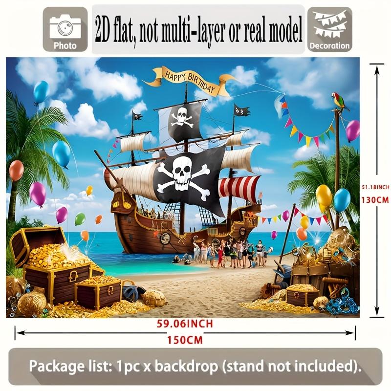2D flat banner specially designed for the pirate adventure birthday celebration event suitable as a photo prop.PMJ