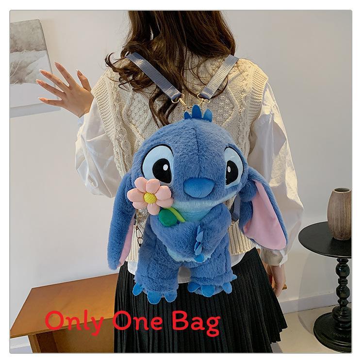Soft Girls Cartoon Plush Backpack With Zipper Closure For Travel Casual