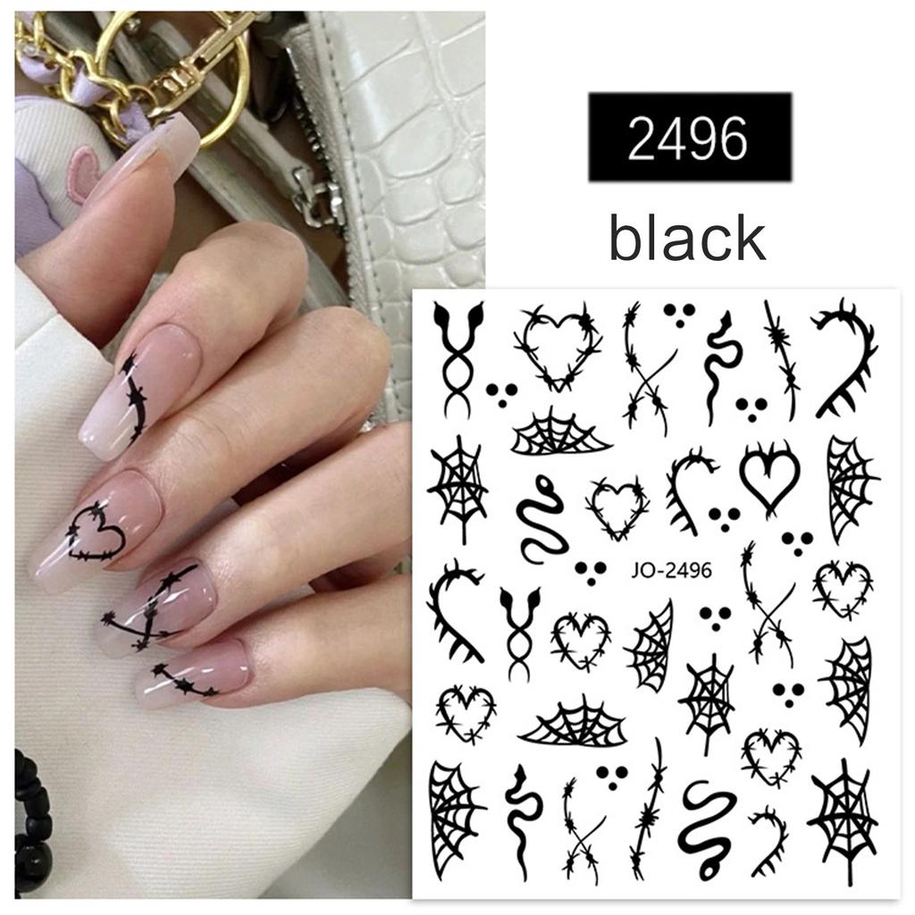 Dark and Stylish Nail Decals Durable and Easy To Apply Perfect for DIY Nail Art and Crafts