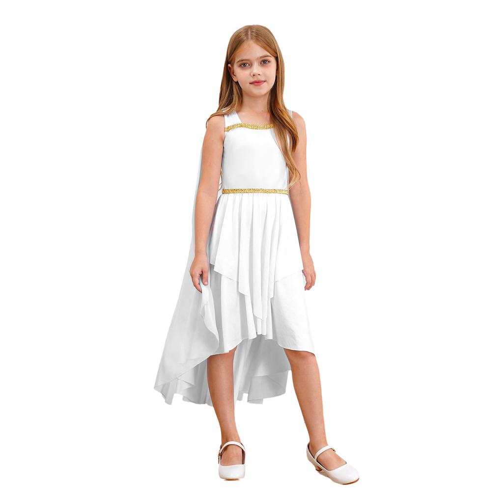 Девочка Хэллоуин Костюм Древнегреческой Тоги Безрукавная Шаль Лоскутное Струящееся Платье Древний Рим Египет Принцесса