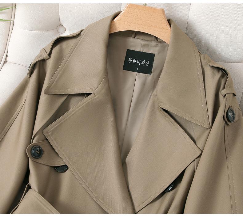 Женский серый тренч средней длины - Весна Осень 2025, Корейский дизайн для миниатюрных, Британский стиль