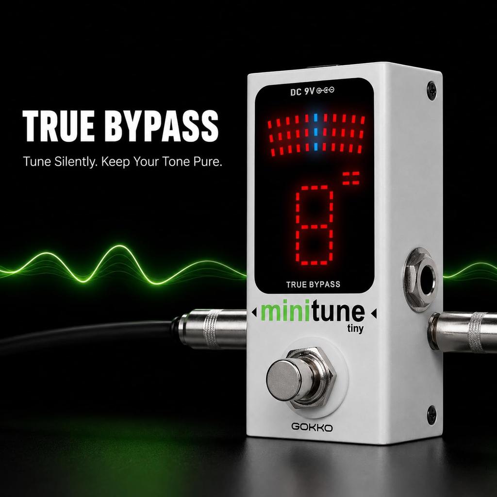 GOKKO MiniTune GK-70 Guitar Tuner Pedal, Chromatic, High-Precision, Fast Response, Mute, True Bypass, for Electric Guitar