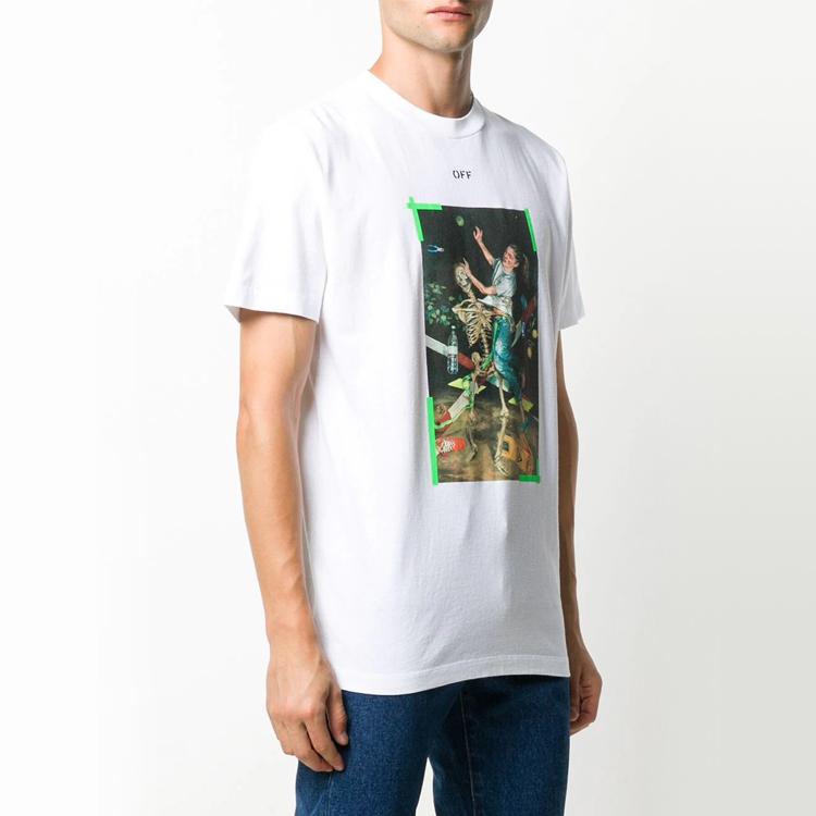 Off-White Футболка Pascal FOR EVER Painting Slim Fit, цвет белый, зеленый, мужская, уличная, OMAA027F20FAB0170155
