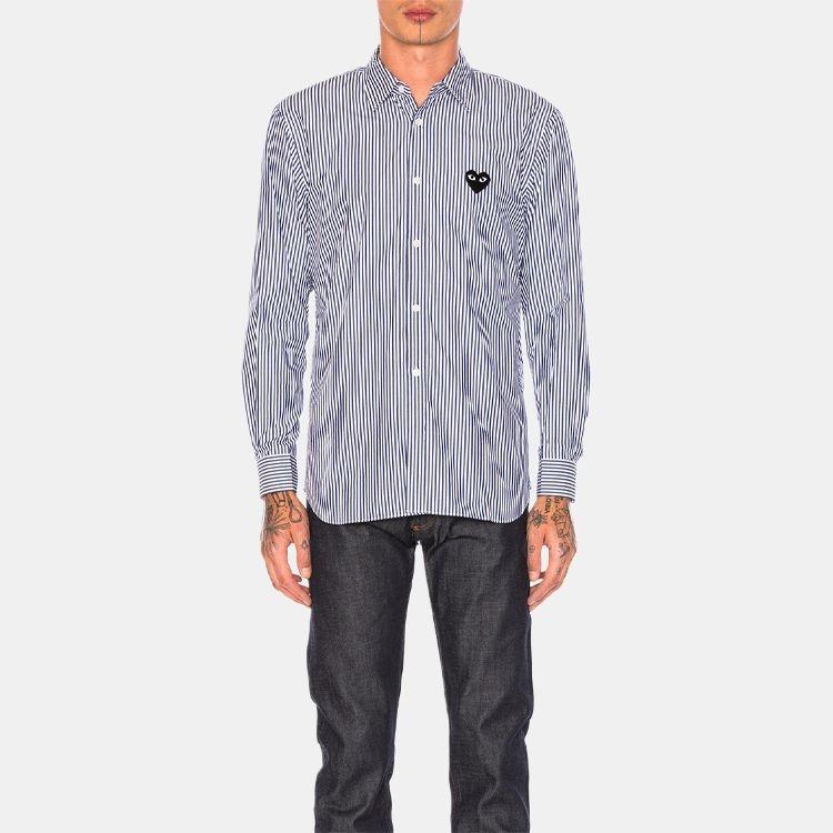 Comme des Garçons PLAY COMME des GARCONS PLAY Black Emblem Striped Button Down 'Blue' Men's AZ-B008-051-1