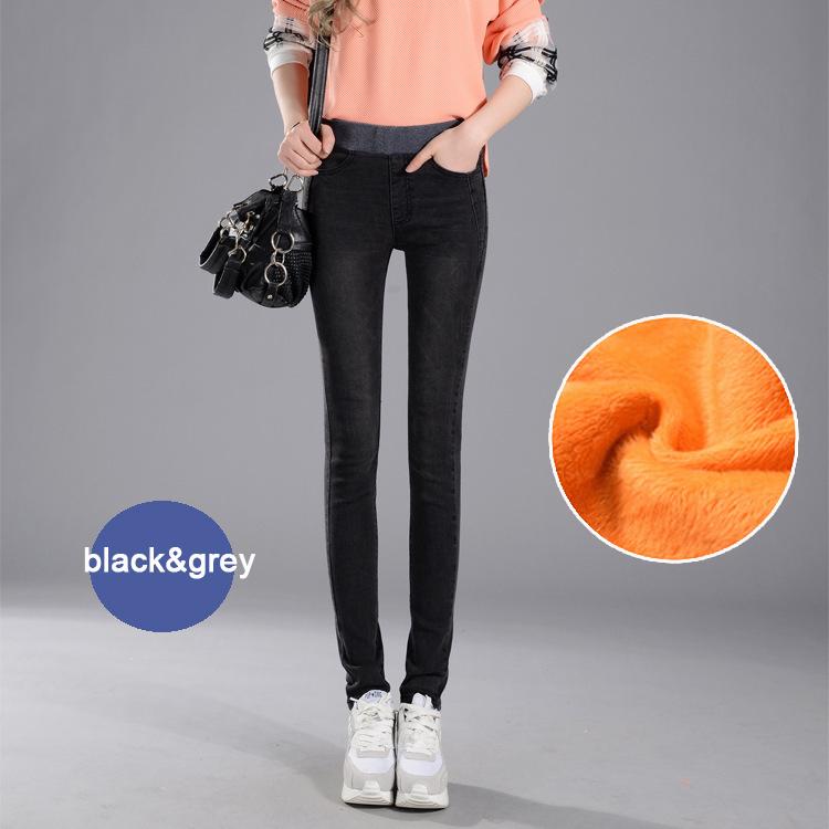 Зимние джинсы для женщин, джинсы с высокой посадкой, эластичная талия, узкие джинсы, женские высокоэластичные джинсы больших размеров