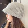 Женская осенне-зимняя шапка-бини, ветрозащитная и теплая, с козырьком, универсальная, модная вязаная шапка