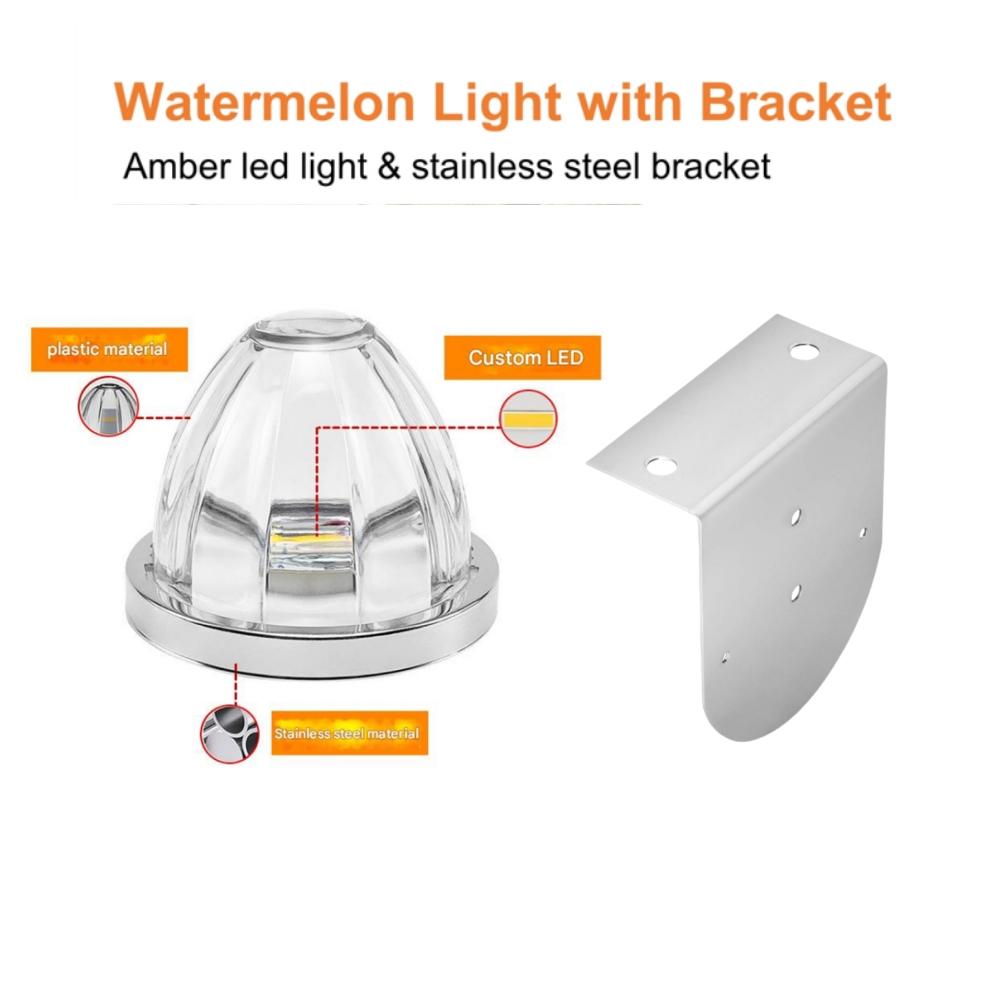 8PCS Bracket Watermelon Lights Strobe LED Side Marker Indicator Turn Signal Truck Trailer LED Star Lights For Truck 12V/24V