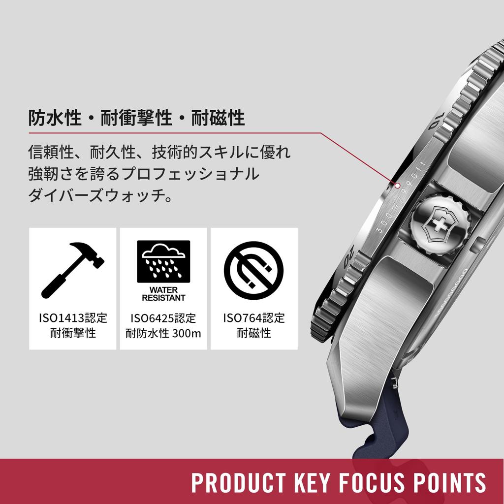 Часы VICTORINOX DIVE PRO Корпус из нержавеющей стали Синий циферблат Синий резиновый ремешок Кварцевые водонепроницаемые часы Аналоговые брендовые Стильные деловые часы для отдыха на природе Подарочные синие