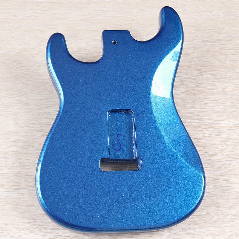 Metallic Blue Glossy Poplar Electric Guitar Body with Three Single-Coil Pickups for DIY Modification