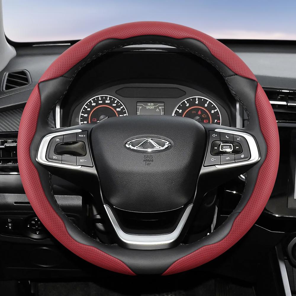 Suitable for Chery Breathable Holes Leather Steering Wheel Cover Segmented Quick Release Design Non-Slip Durable Tiggo2 4 7 8 9 Tiggo 8Pro 2Pro a2