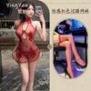 Sex underwear sexy national style classical slit embroidered cheongsam free of temptation uniform mesh perspective neck hanging